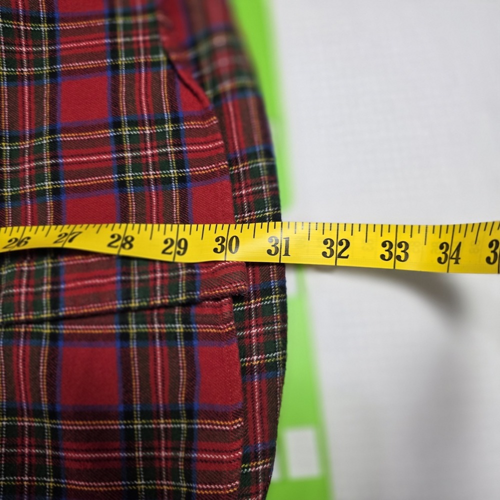 Lands' End Flannel Shirt Men's Large Red Plaid Traditional Fit Cotton Button - Picture 6 of 9